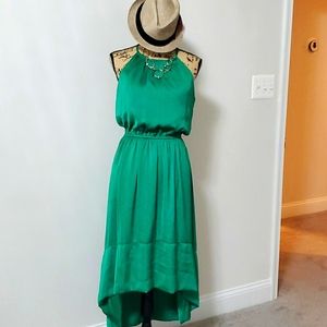 Emerald green halter high low dress